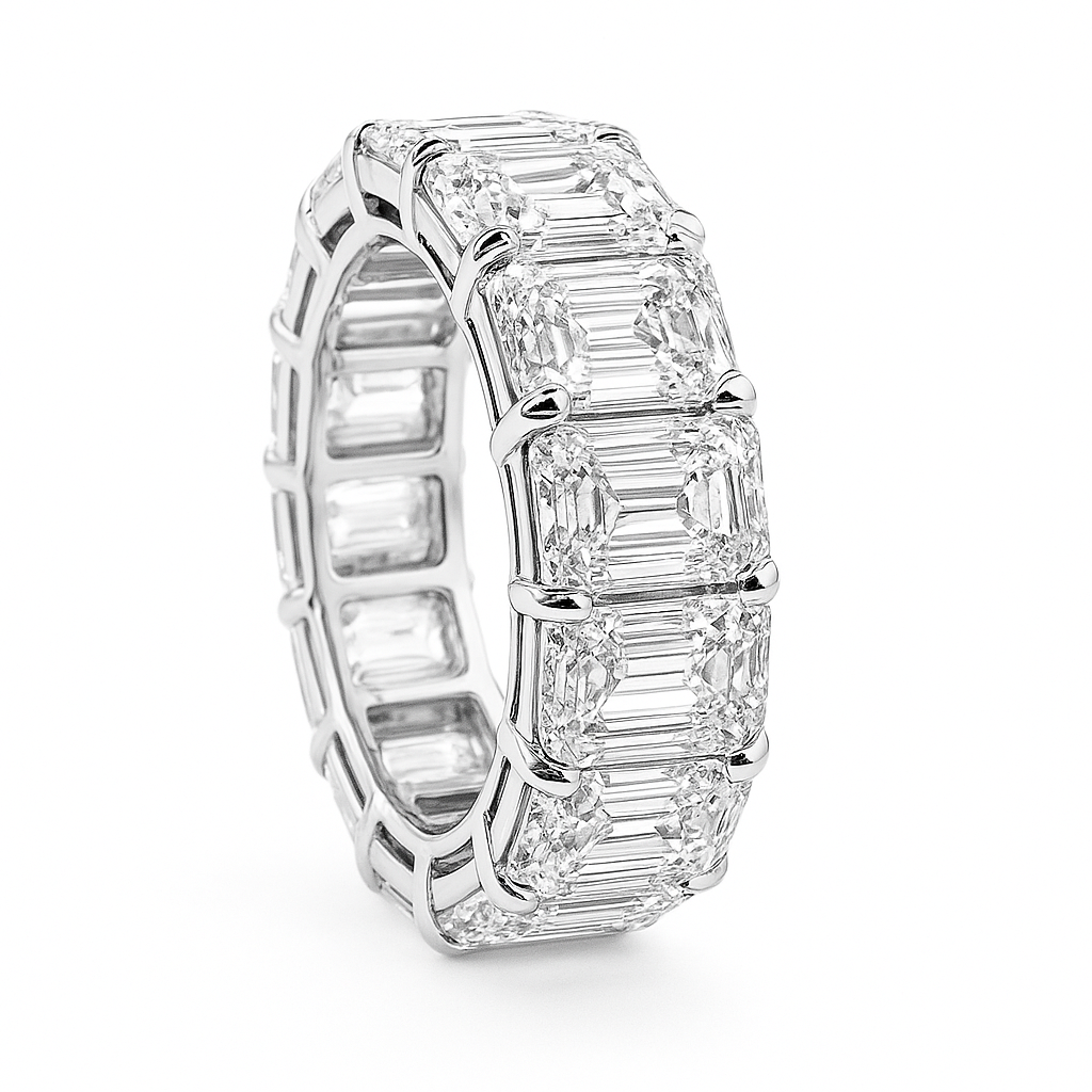 Large Emerald Cut Eternity Band